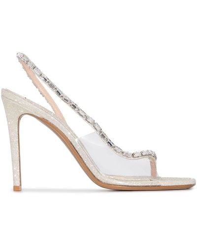Alexandre Vauthier Elizabeth 100 Mm Glitter Embellished Sandals - Metallic