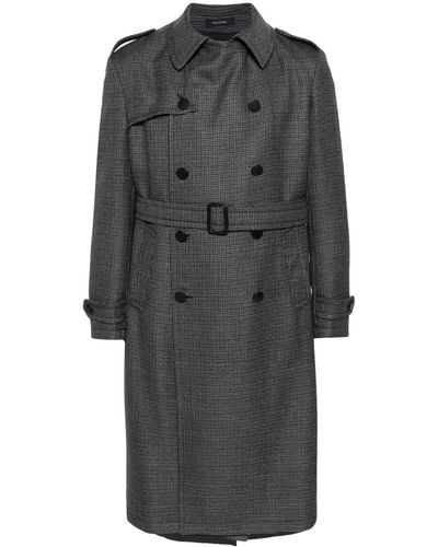 Tagliatore Houndstooth Double-Breasted Coat - Grey