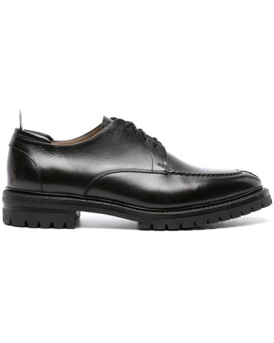 Thom Browne Almond-toe Leather Derby Shoes - Black