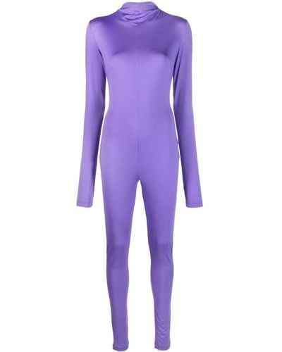 Styland Long-sleeve Stretch Jumpsuit - Purple