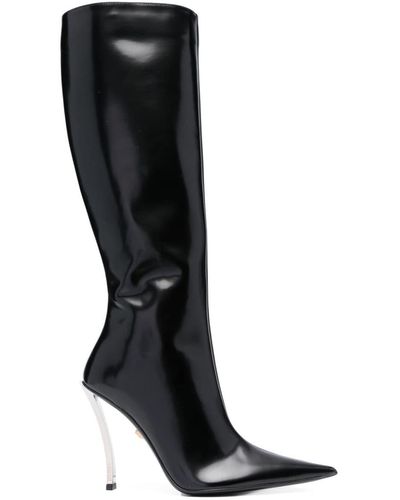 Versace Botas altas con puntera en punta - Negro