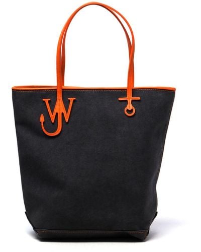 JW Anderson Tall Anchor Canvas Tote Bag - Black