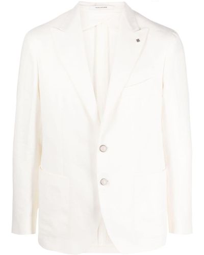 Tagliatore Blazer Van Linnenblend Met Broche - Wit