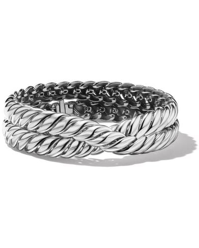 David Yurman Sculpted Cable Double Wrap Bracelet - Grey