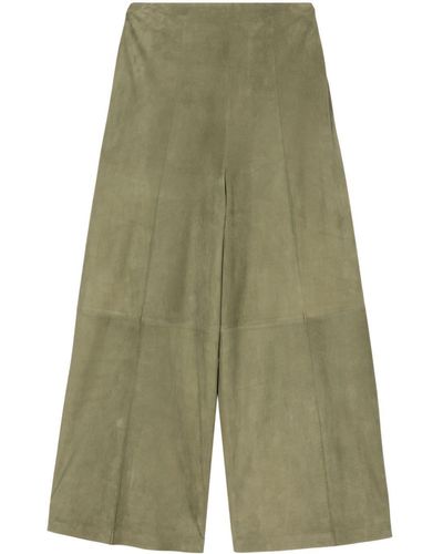 DESA NINETEENSEVENTYTWO Suede Cropped Trousers - Green