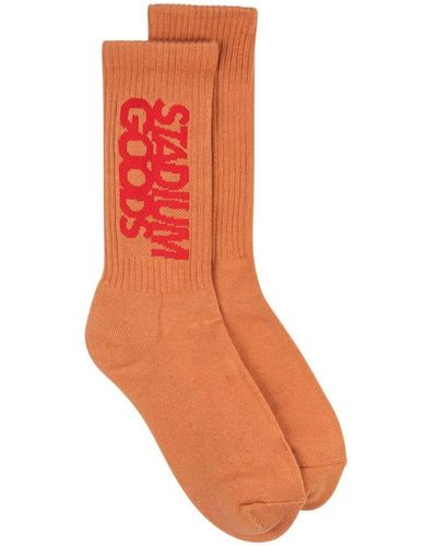 Stadium Goods Ribbed Logo "mesa" Socks - Orange