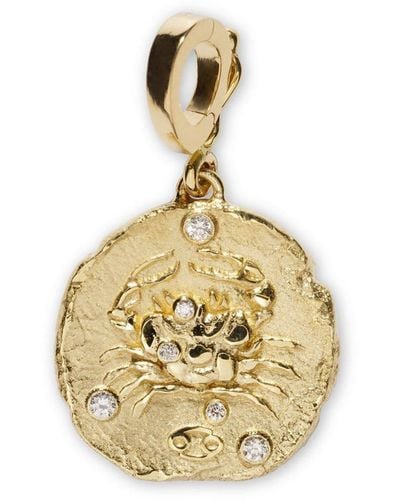 Azlee 18kt Yellow Gold Small Of The Stars Cancer Diamond Coin Pendant - Metallic