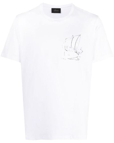 Brioni Graphic-print Cotton T-shirt - White