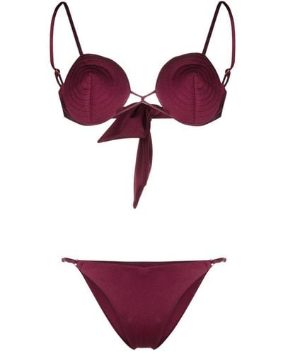 Noire Swimwear Bikini mit Ziernähten - Rot