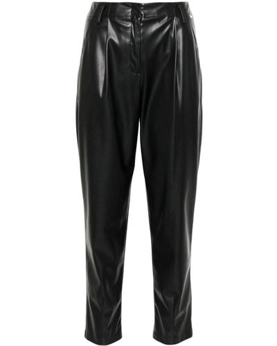 Liu Jo Faux-leather Tapered-leg Cropped Pants - Black