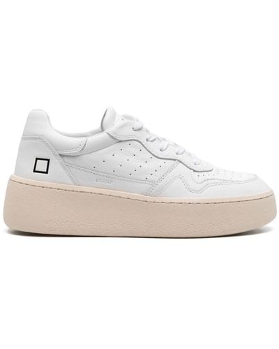 Date Step Leather Platform Sneakers - White