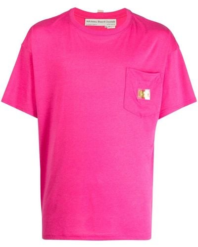 Advisory Board Crystals Logo-plaque Boat-neck T-shirt - Pink