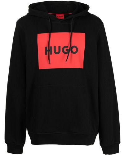 HUGO ロゴ パーカー - ブラック