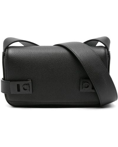 Ferragamo Gancini Leather Messenger Bag - Black