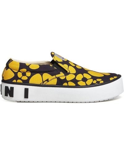 Marni Slip-On-Sneakers mit Blumen-Print - Gelb