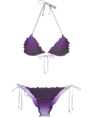 Amir Slama Ombré Ruffle-detail Bikini - Purple