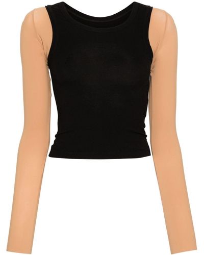 MM6 by Maison Martin Margiela Numbers-Motif Layered Top - Black