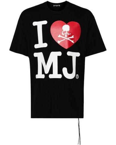 Mastermind Japan I Love Mj-print Cotton T-shirt - Black