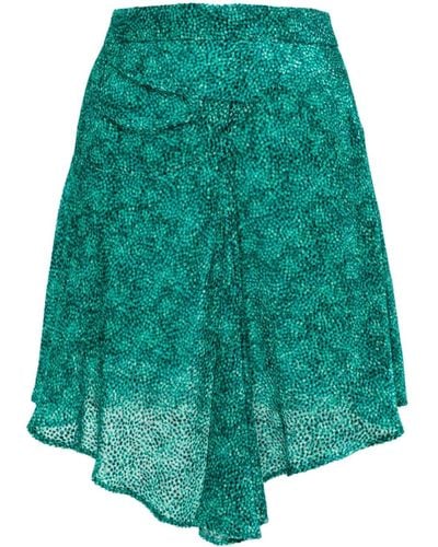 Isabel Marant Selena Velvet Asymmetric Skirt - Green