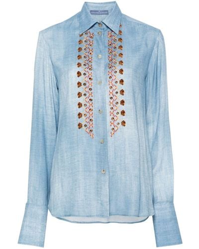 Ermanno Scervino Embroidered Chambray Shirt - Blue