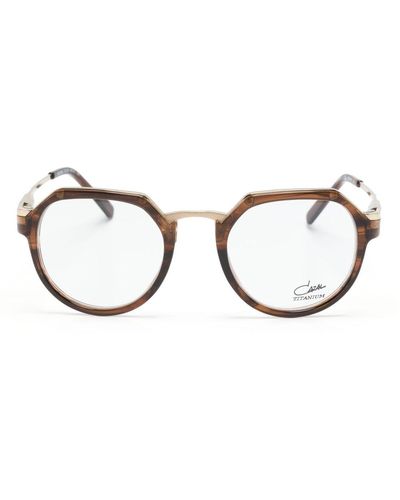 Cazal Tortoiseshell-effect round-frame glasses - Marrón
