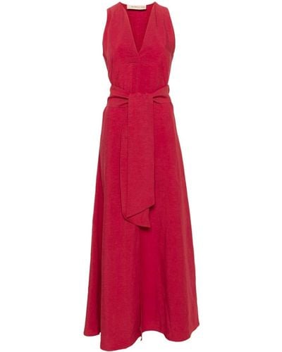 Blanca Vita Aralia Belted Maxi Dress - Red