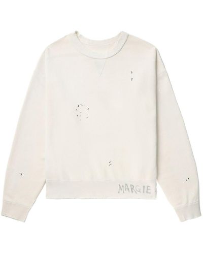 Maison Margiela ダメージ スウェットシャツ - ホワイト