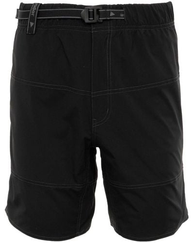 and wander Contrast-stitch Belted Shorts - Black
