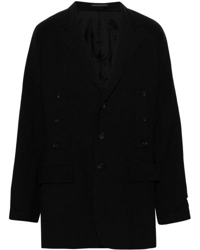 Yohji Yamamoto Manteau droit à simple boutonnage - Noir