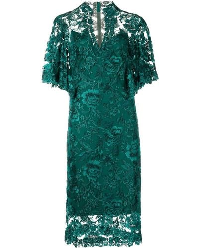 Tadashi Shoji Lace-layered Short-sleeve Dress - Green