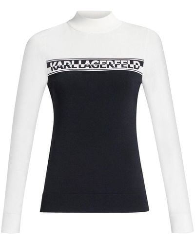 Karl Lagerfeld Two-tone Logo-intarsia Jumper - Black