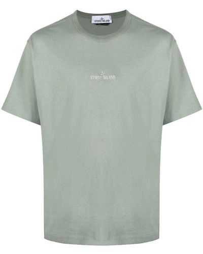 Stone Island Logo-embroidered Cotton T-shirt - Green