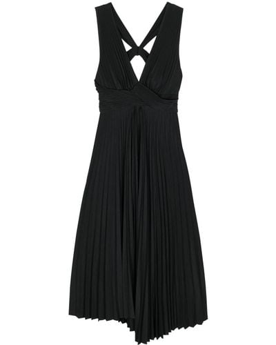 A.L.C. Everly Pleated Midi Dress - Zwart