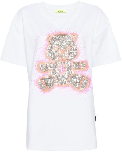 Twin Set Sequined Teddy Bear T-shirt - White