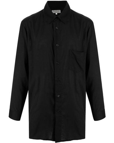 Yohji Yamamoto Collar-detail Oversize Long-sleeve Shirt - Black