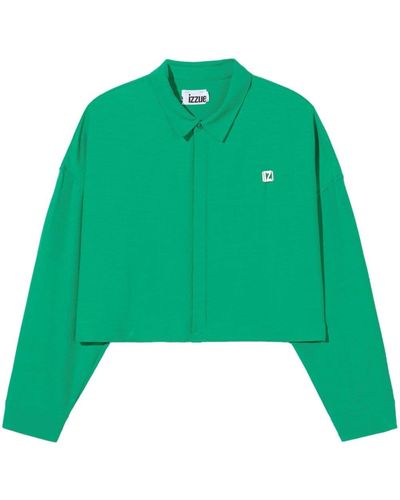 Izzue Logo-plaque Cropped Shirt - Green