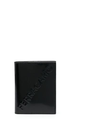 Ferragamo Logo-debossed Bi-fold Leather Wallet - Black