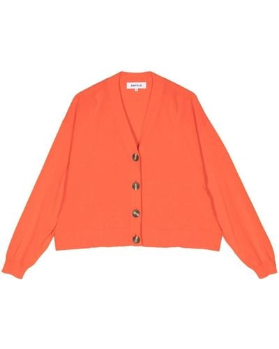 Enfold Fine-knit V-neck Cardigan - Orange