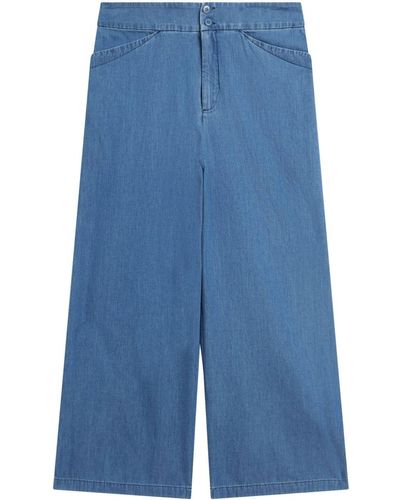agnès b. Button-fastening Cotton Wide-leg Jeans - Blue