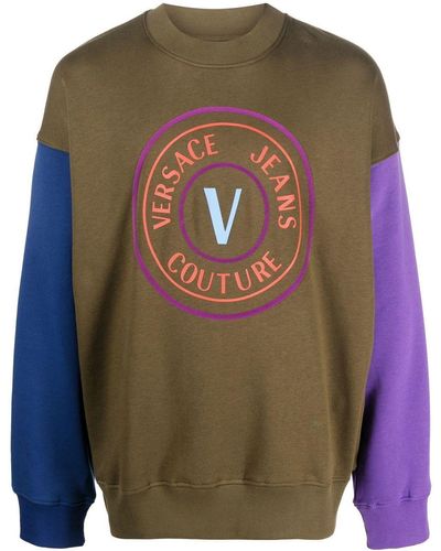 Versace Jeans Couture Colour-block Crew Neck Jumper - Green