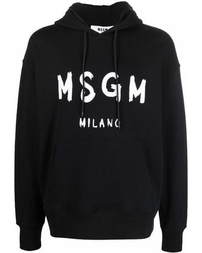 MSGM Logo Print Hoodie - Black