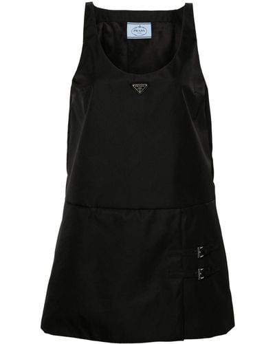 Prada Enamel-triangle Mini Dress - Black