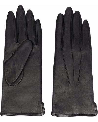 Aspinal of London Handschuhe mit Ziernähten - Schwarz