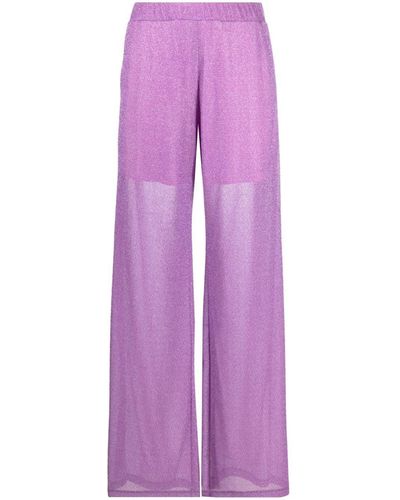 Amen Metallic Wide-leg Trousers - Purple