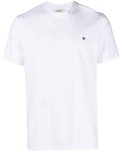 Sandro T-Shirt mit Kreuzstickerei - Weiß