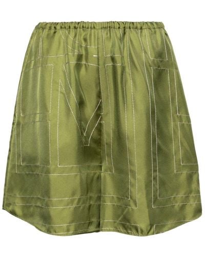 Totême Monogram-embroidered Pyjama Shorts - Green