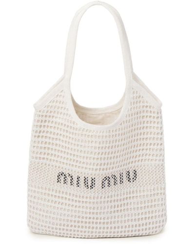 Miu Miu Logo-print Crochet Bag - White