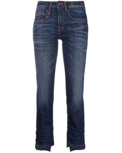 R13 Halbhohe Cropped-Jeans - Blau