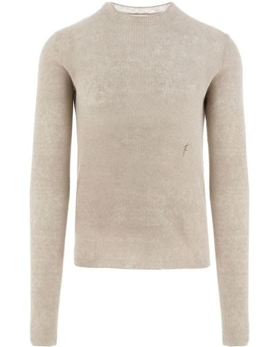 Ferragamo Neutral Crew-neck Linen Sweater - Men's - Linen/flax/rayon/cotton - Natural