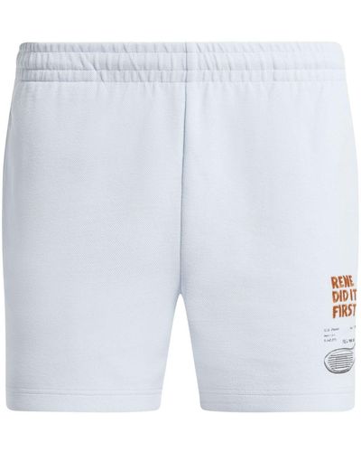 Lacoste Slogan-embroidered Cotton Shorts - White